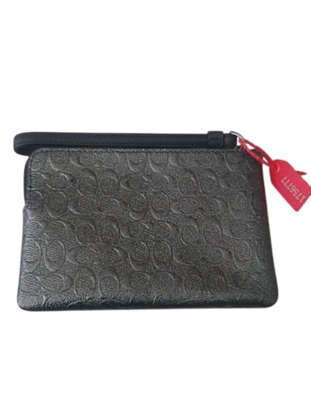 Coach F39168 Signature Glitter Patent Leather Corner Zip Wristlet, QB/Charcoal - Picture 7 of 9